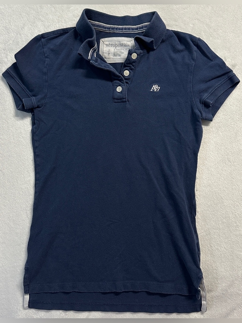 Y2K AEROPOSTALE women's navy white embroidered polo top, S.